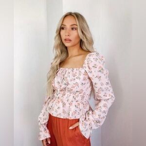 GB Girls Floral Blouse in Pink and White